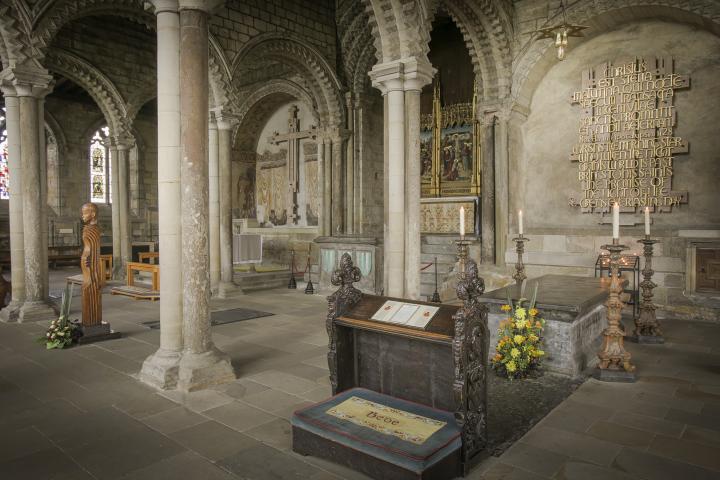 Tomb of the Venerable Bede in Durham Cathedral.