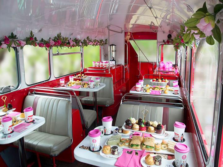 Afternoon tea on a London bus